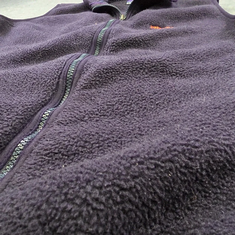 Vintage 90s Patagonia Synchilla Fleece Vest Mens Small Purple Full Zip USA Made